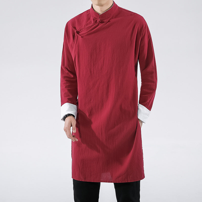 Chinese Style Oblique Flap Buckle Men's Clothing