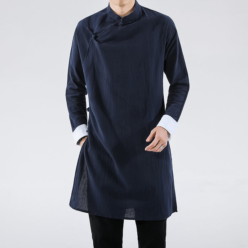 Chinese Style Oblique Flap Buckle Men's Clothing