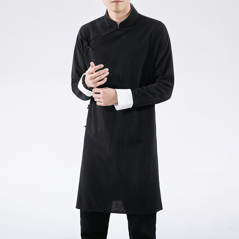 Chinese Style Oblique Flap Buckle Men's Clothing