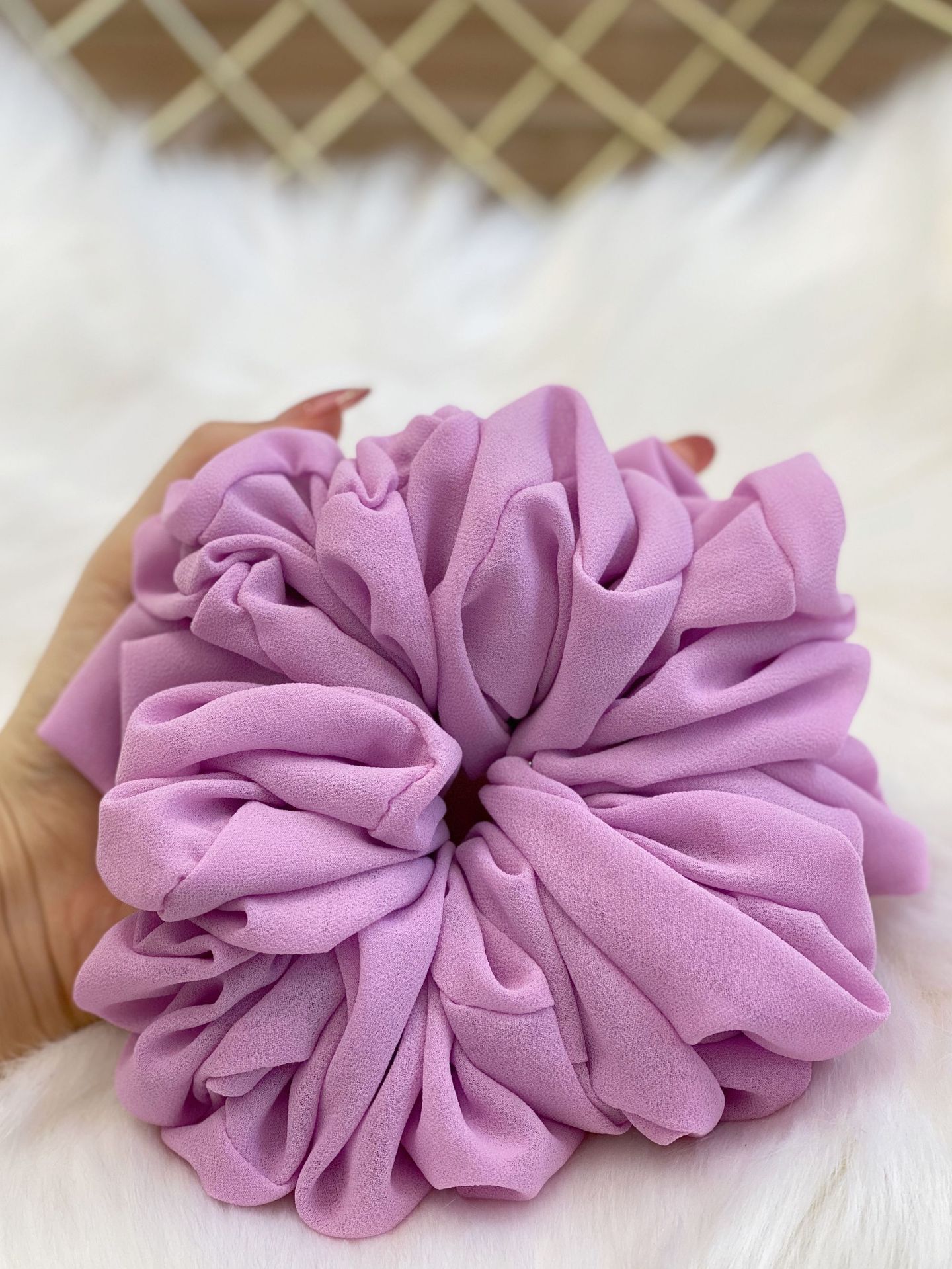 Pearl Chiffon Bunch Hair Tie Pure Color Primer Head Flower
