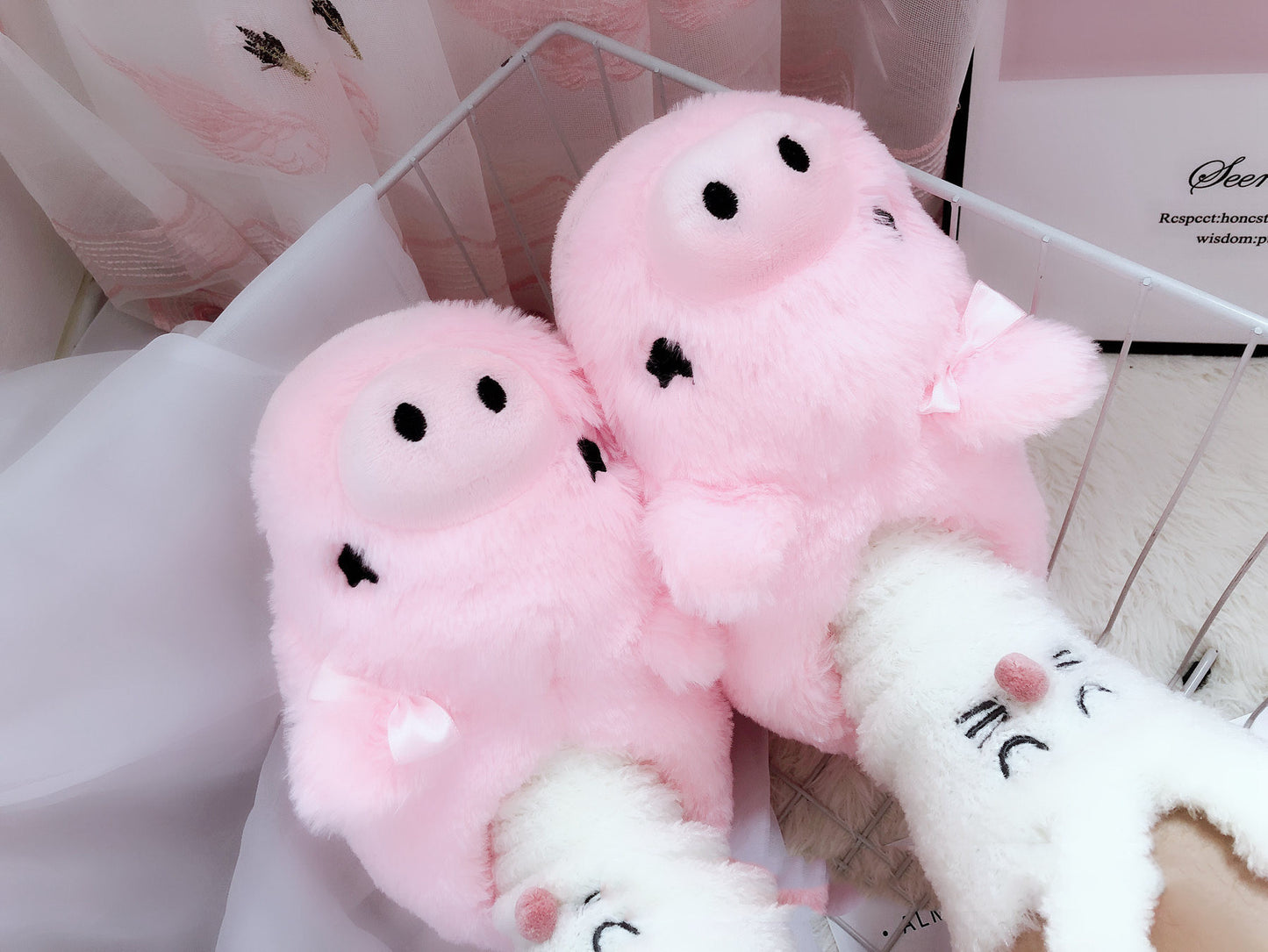 Ladies Cute Cartoon Piggy Indoor Thick Soled Waterproof Plush Home Cotton Slippers