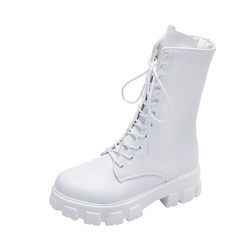 British Style New Casual Thin Thick-soled Non-slip Lace-up Single Boots Ankle Boots