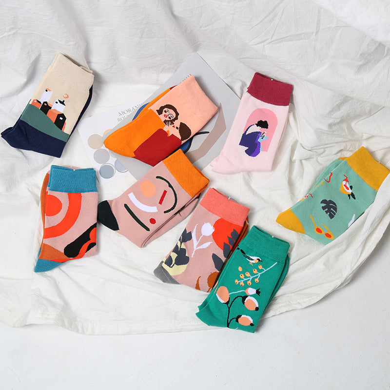 Niche Pure Cotton Pile Socks Street Color Matching Socks