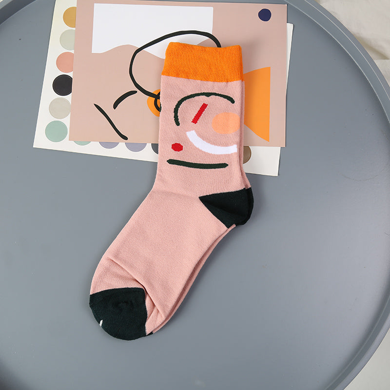 Niche Pure Cotton Pile Socks Street Color Matching Socks