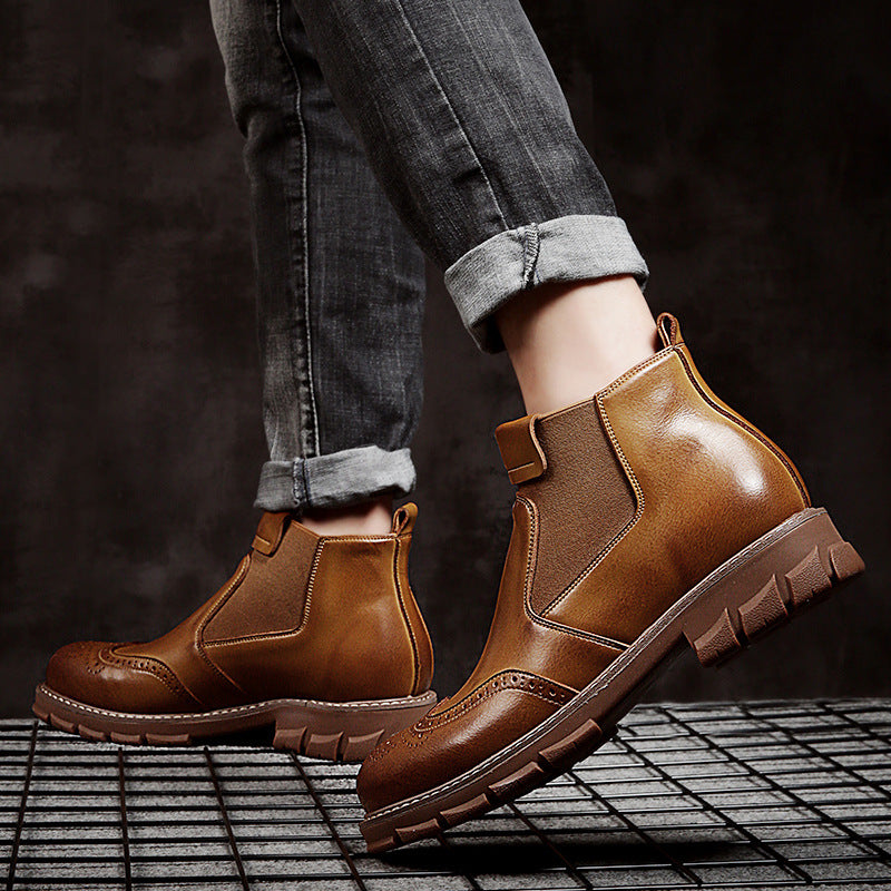 High-Top Shoes Snow Cowhide Boots Tooling Short Boots Brock American Martin