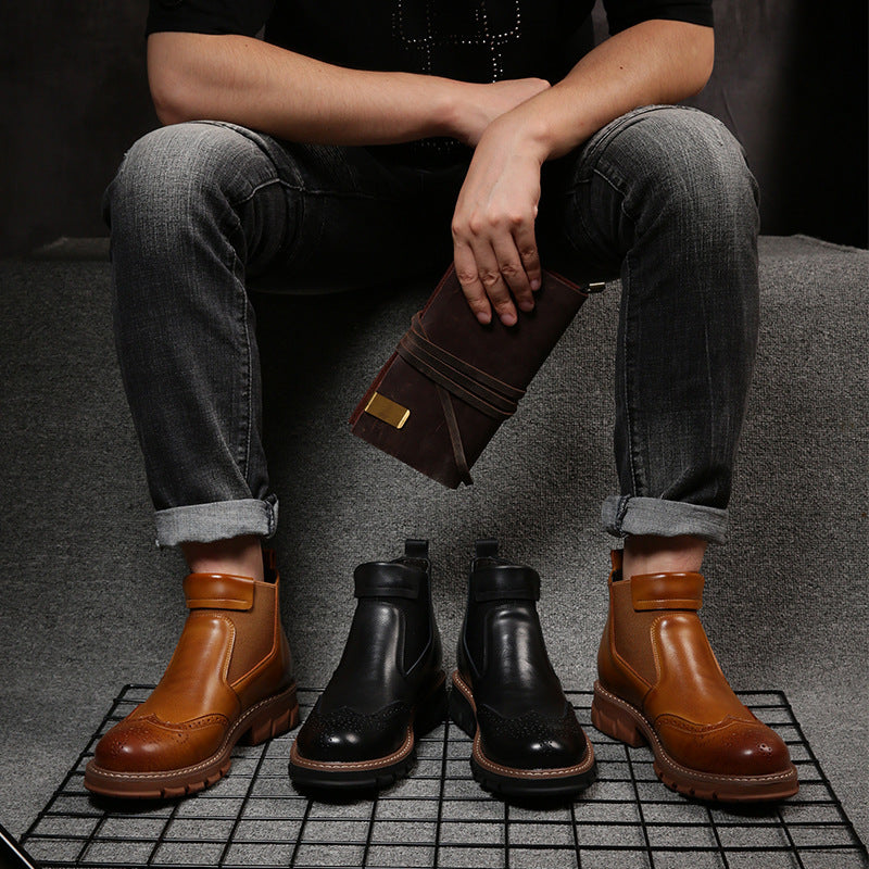 High-Top Shoes Snow Cowhide Boots Tooling Short Boots Brock American Martin
