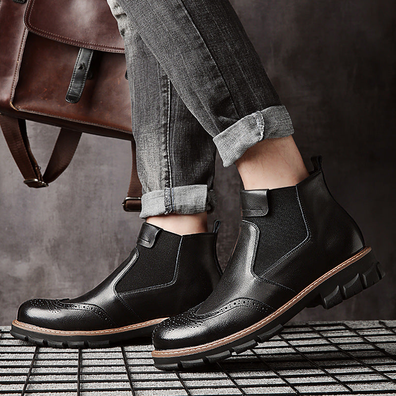 High-Top Shoes Snow Cowhide Boots Tooling Short Boots Brock American Martin