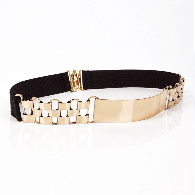 Ladies Belt With Metal Sequin Watch Chain Decoration