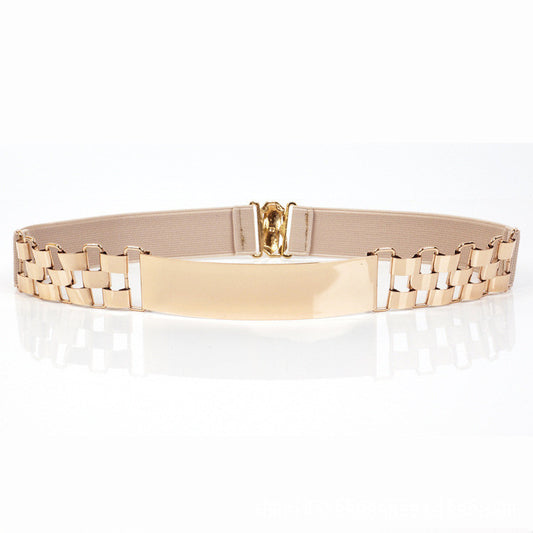 Ladies Belt With Metal Sequin Watch Chain Decoration