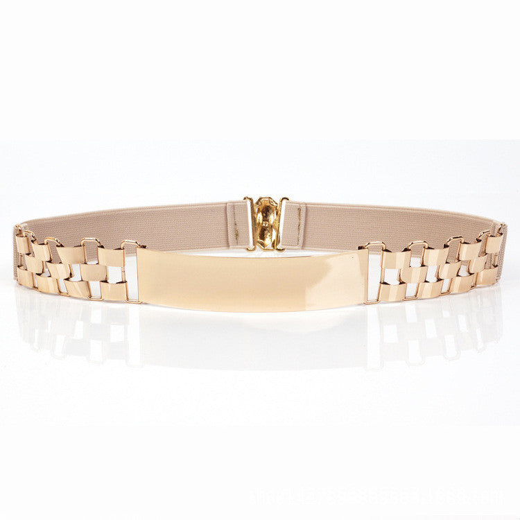 Ladies Belt With Metal Sequin Watch Chain Decoration