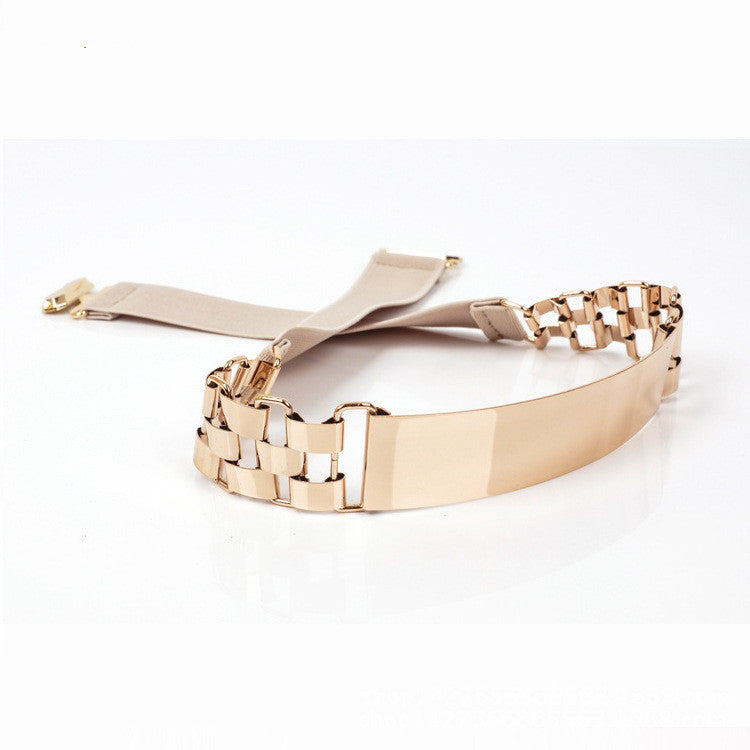 Ladies Belt With Metal Sequin Watch Chain Decoration