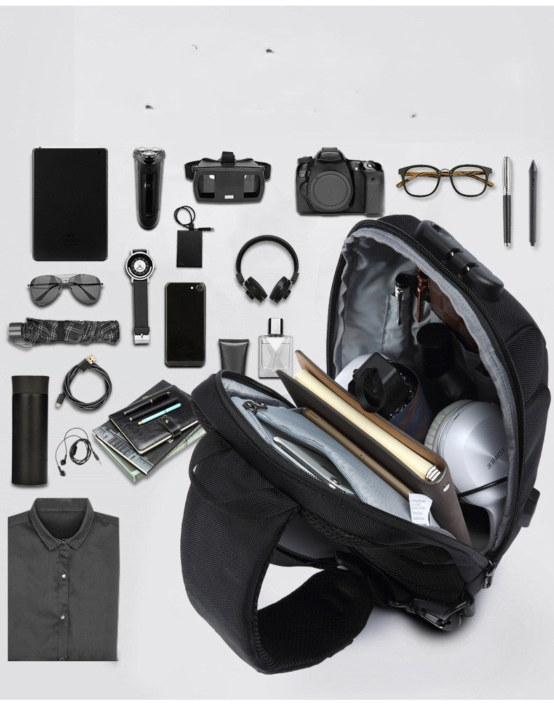 Korean Version Of Usb Shoulder Bag Men's Sports And Leisure Men's Chest Bag