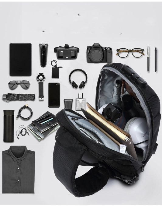 Korean Version Of Usb Shoulder Bag Men's Sports And Leisure Men's Chest Bag