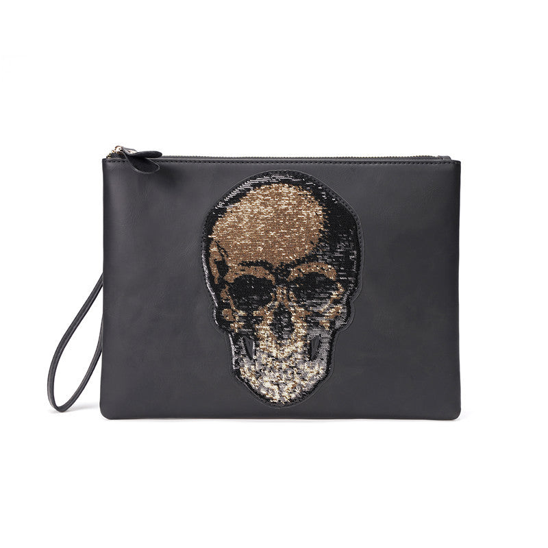 Ghost Head Clutch Men's Fashion Leather Clutch