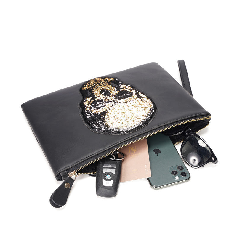 Ghost Head Clutch Men's Fashion Leather Clutch