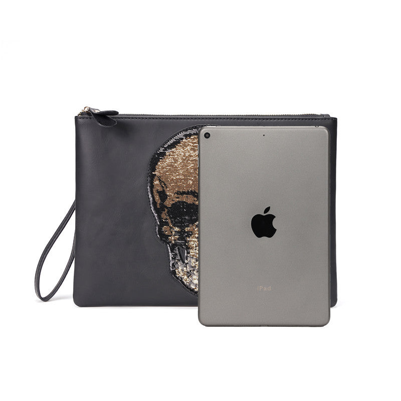 Ghost Head Clutch Men's Fashion Leather Clutch