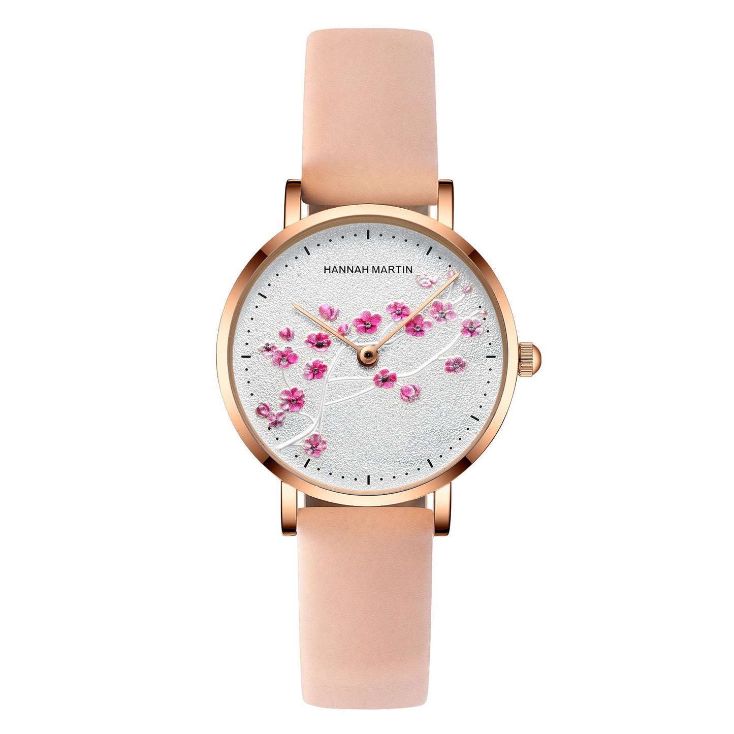 Rose Gold Plum Blossom Flower Student Ladies Watch