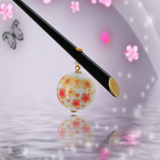 Sakura Pink Flower Bride Hairpin Acrylic Antique Hair Ornament