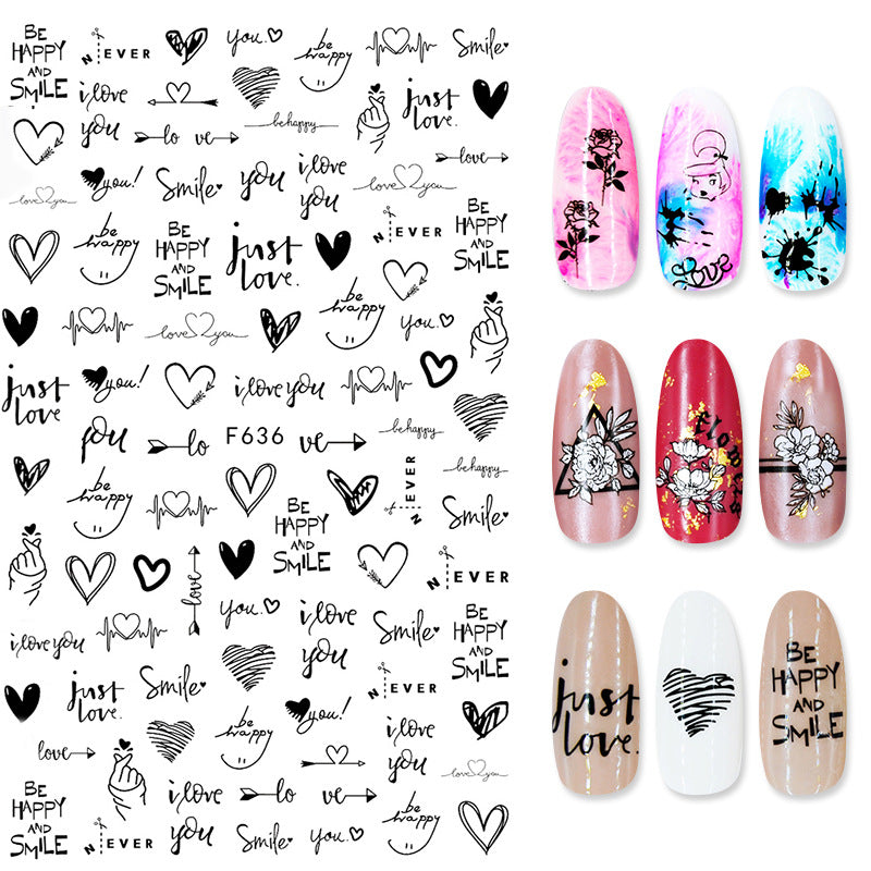Sommerblomster og kærlighed klistermærker neglekunstklistermærker Udenlandsk handel negleklistermærker Neglekunstudskæringer