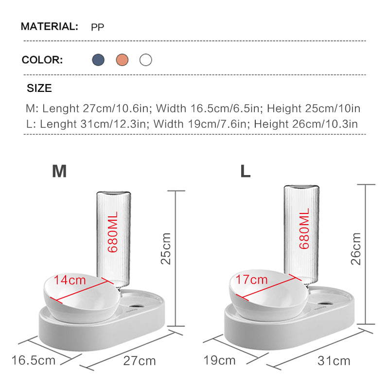 Eat And Drink Water Dog Food Bowl Automatic Drinking Prevent Overturning Protect The Cervical Spine  Prevent Choking  Pet Rice Bowl