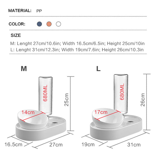 Eat And Drink Water Dog Food Bowl Automatic Drinking Prevent Overturning Protect The Cervical Spine  Prevent Choking  Pet Rice Bowl