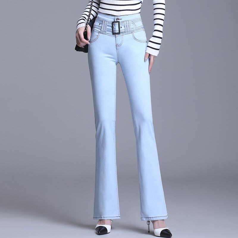 Korean Style Bootcut High-Waisted High Cotton Casual Jeans