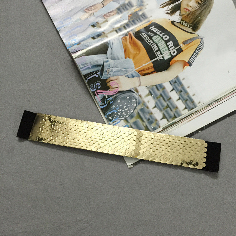 Color Metal Decorative Scales Stitching Women's Girdle