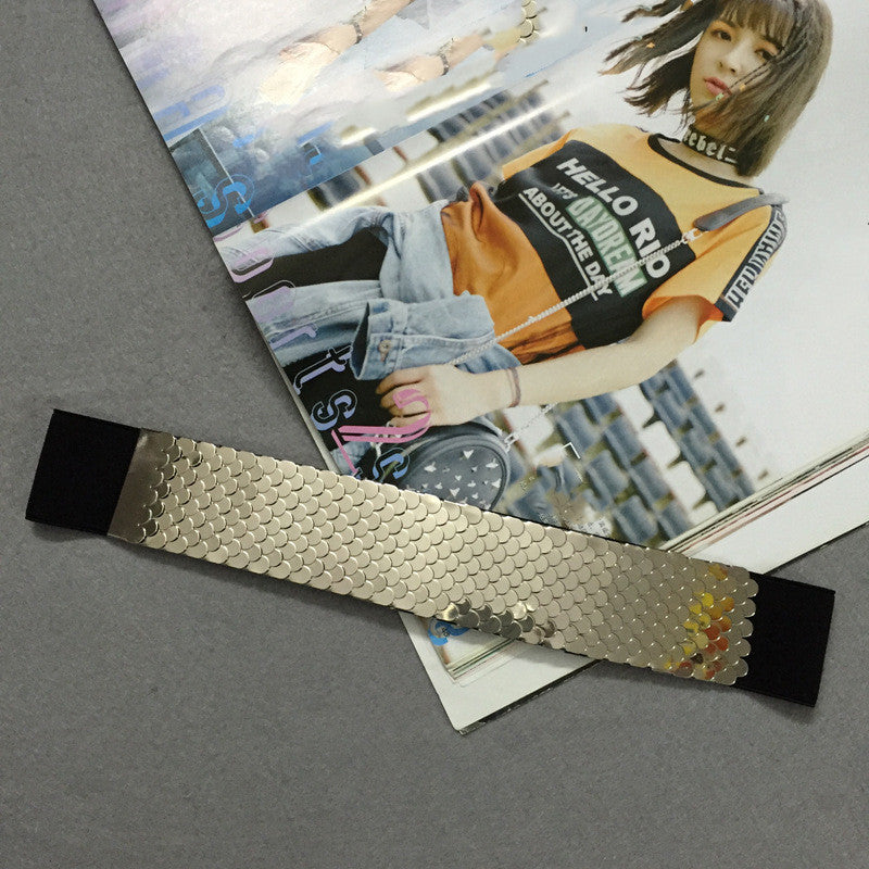 Color Metal Decorative Scales Stitching Women's Girdle