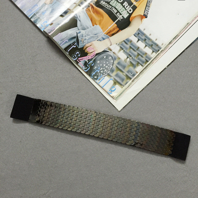 Color Metal Decorative Scales Stitching Women's Girdle