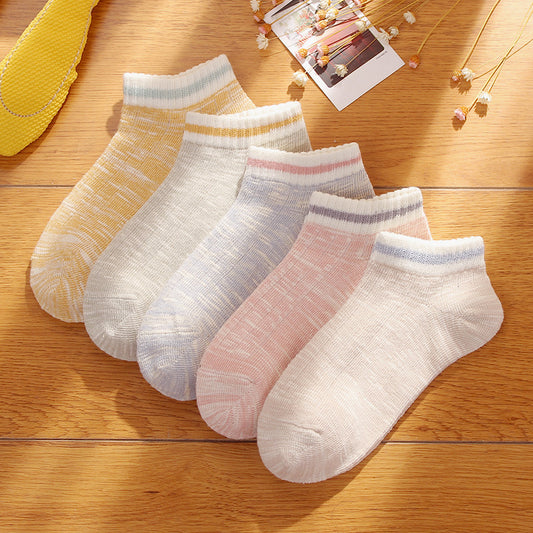 Women's Striped Low-Cut Cotton Socks Korean Version