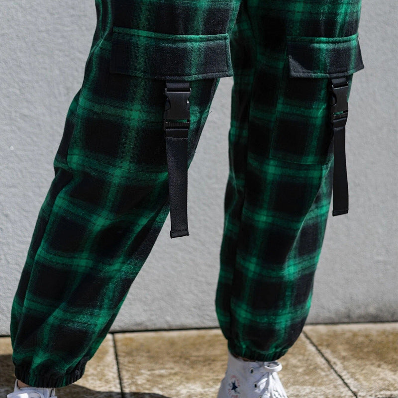 Women's High Waist Plaid Corset Overalls