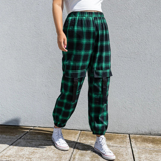 Women's High Waist Plaid Corset Overalls