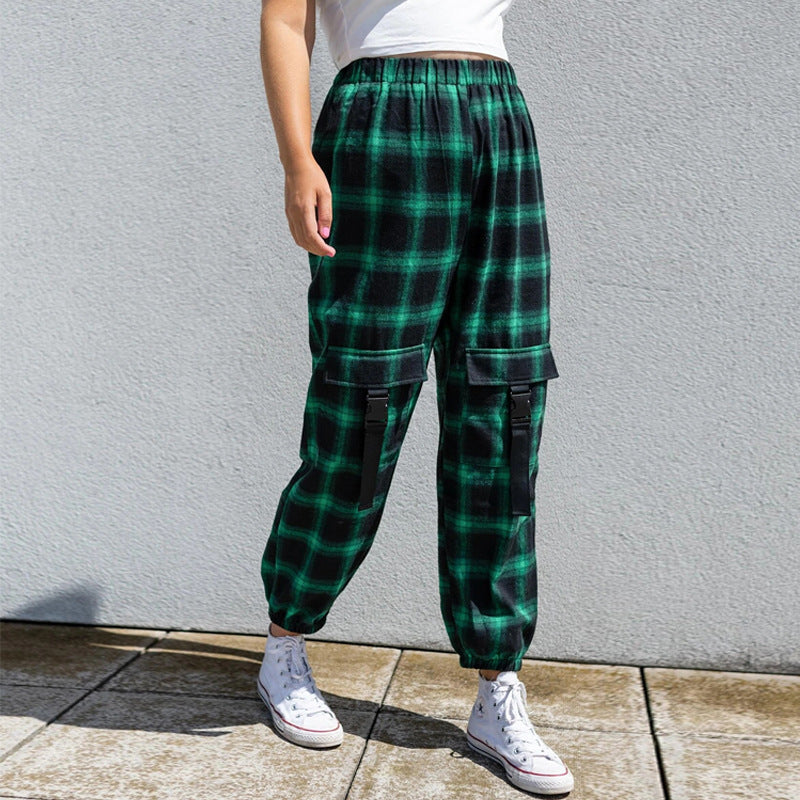 Women's High Waist Plaid Corset Overalls