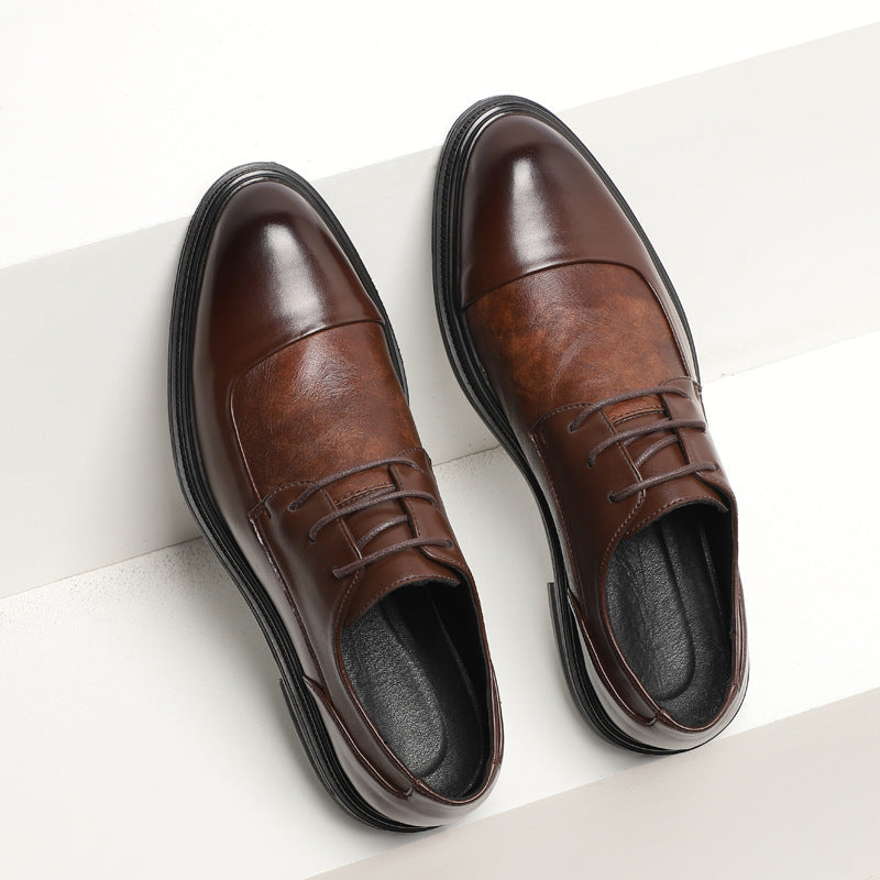 Trendy Casual Shoes Men's Pointed Toe English Leather Shoes