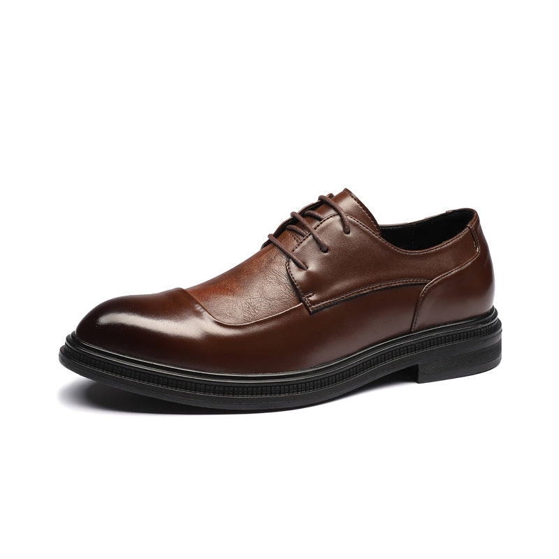 Trendy Casual Shoes Men's Pointed Toe English Leather Shoes
