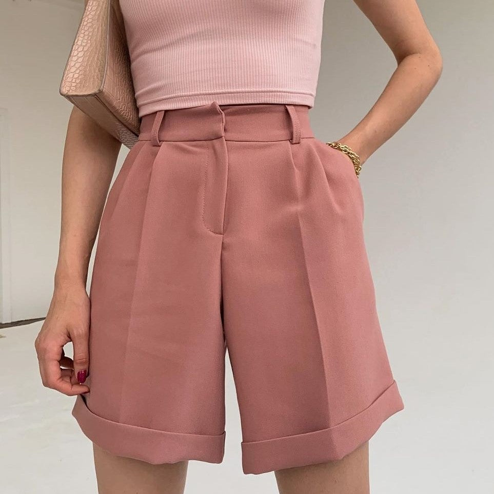 Flap Pockets, Zipper Buttons, Solid Color Fashion Casual Pants Shorts
