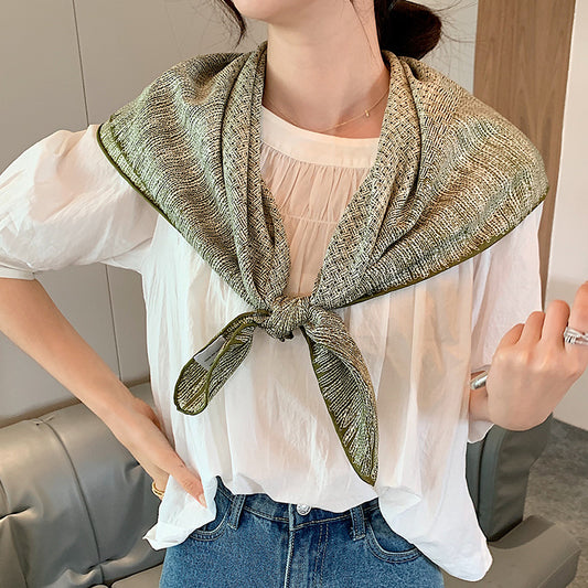 Retro Temperament Silk Scarf Women Wild Simple Sunscreen Travel Headscarf