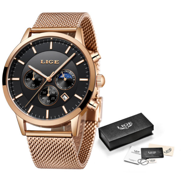 Herrepersonlighed Mode Trend Casual Vandtæt Månefase Quartz Ur Business Sportsur