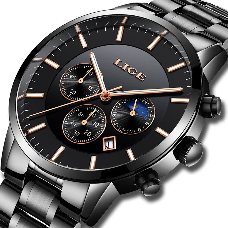 Herrepersonlighed Mode Trend Casual Vandtæt Månefase Quartz Ur Business Sportsur