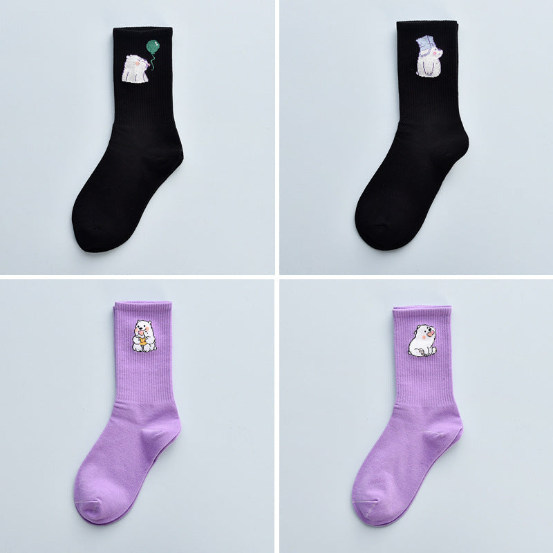 Cute Autumn And Winter Fashion Women's Cotton Tube Socks