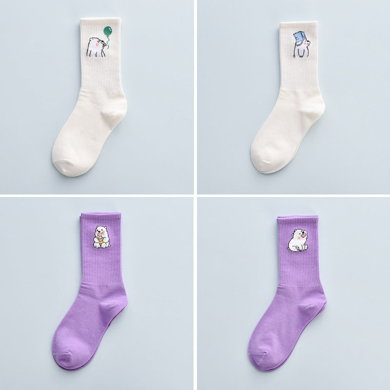 Cute Autumn And Winter Fashion Women's Cotton Tube Socks