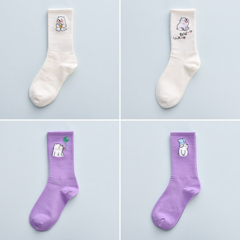 Cute Autumn And Winter Fashion Women's Cotton Tube Socks