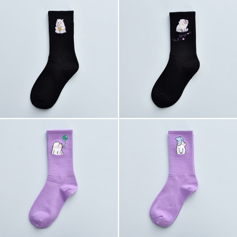 Cute Autumn And Winter Fashion Women's Cotton Tube Socks