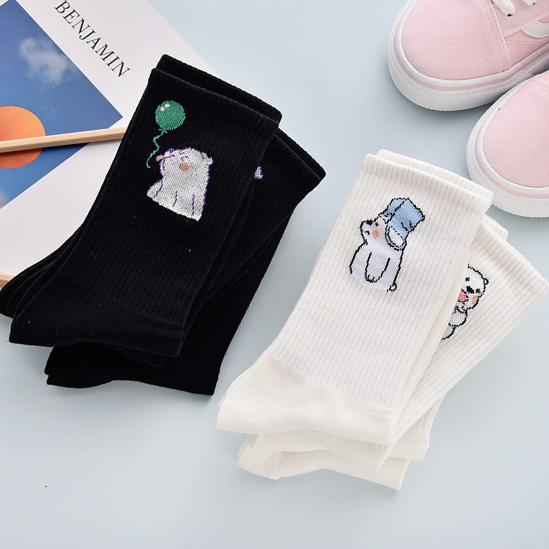 Cute Autumn And Winter Fashion Women's Cotton Tube Socks