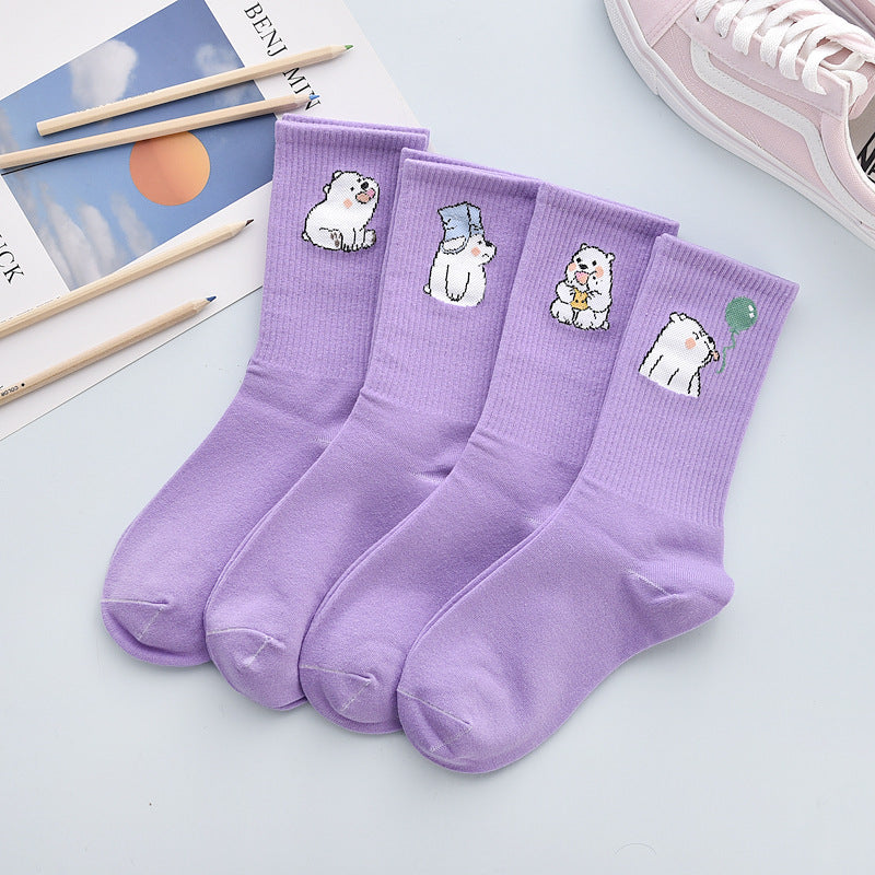 Cute Autumn And Winter Fashion Women's Cotton Tube Socks