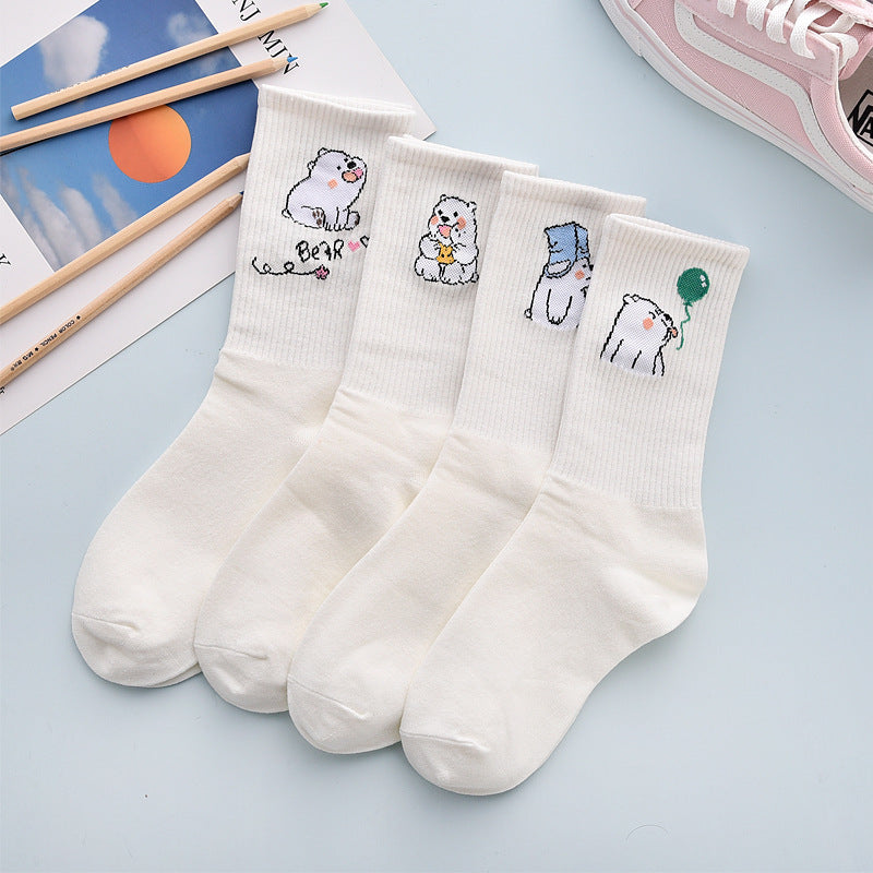Cute Autumn And Winter Fashion Women's Cotton Tube Socks