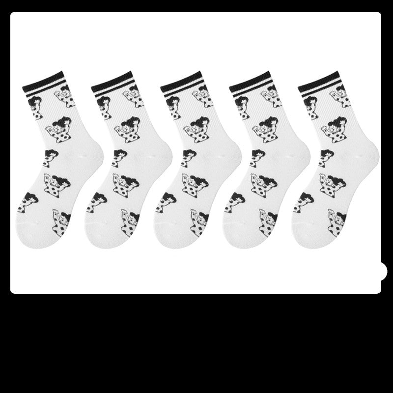 Black Socks Female Korean Cute Cartoon Socks