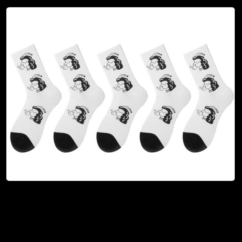 Black Socks Female Korean Cute Cartoon Socks