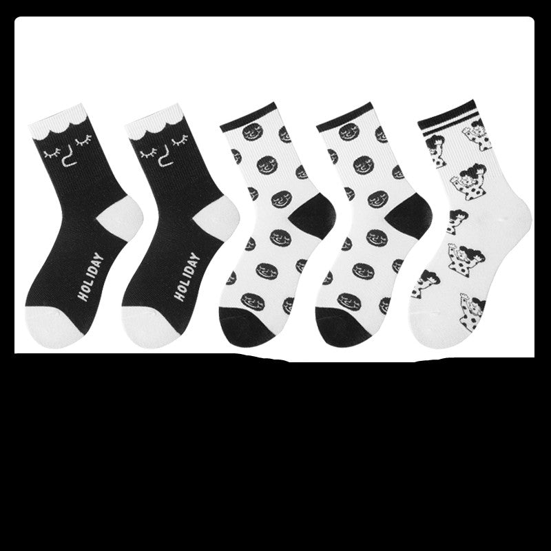 Black Socks Female Korean Cute Cartoon Socks
