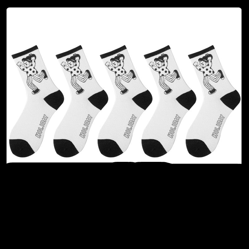 Black Socks Female Korean Cute Cartoon Socks